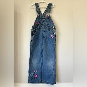 Vintage Y2K Gasoline Girls Bib Overalls Size Large Denim Jeans Flower Power